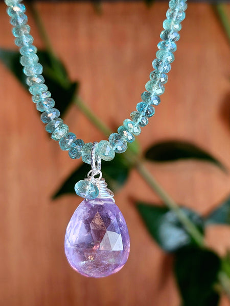 One of a Kind Amethyst & Emerald Necklace