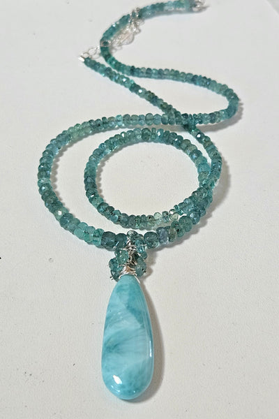 One of a Kind Larimar & Emerald Necklace