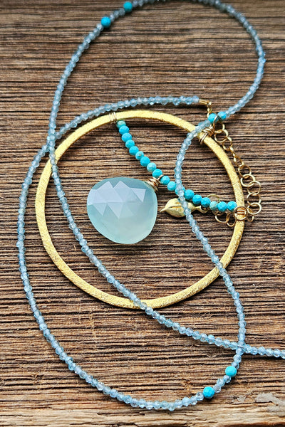GF) Chalcedony, Apatite & Turquoise Necklace  NBL0626G