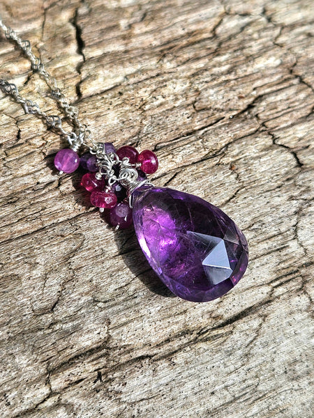 One of a Kind Amethyst & Ruby Necklace