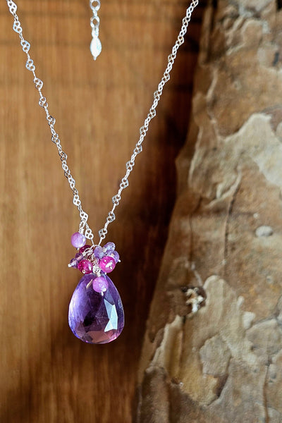 One of a Kind Amethyst & Ruby Necklace