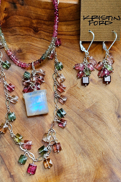 One of a Kind Multi Color Tourmaline Earrings