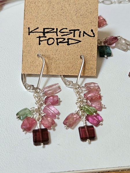 One of a Kind Multi Color Tourmaline Earrings