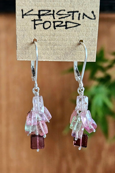 One of a Kind Multi Color Tourmaline Earrings
