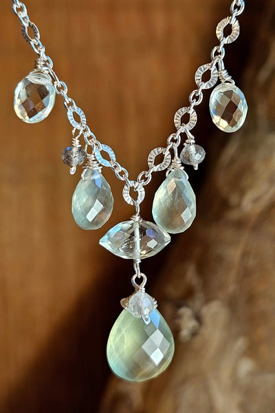 One of a Kind Prehnite, Prasiolite & Labradorite Necklace