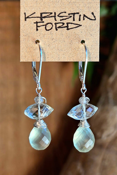 One of a  Kind Prehnite, Prasiolite & Labradorite Earrings