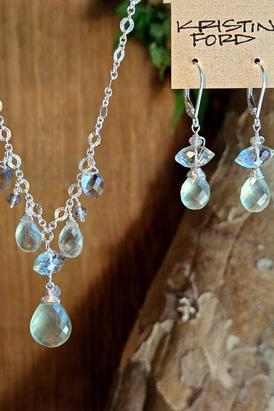 One of a  Kind Prehnite, Prasiolite & Labradorite Earrings