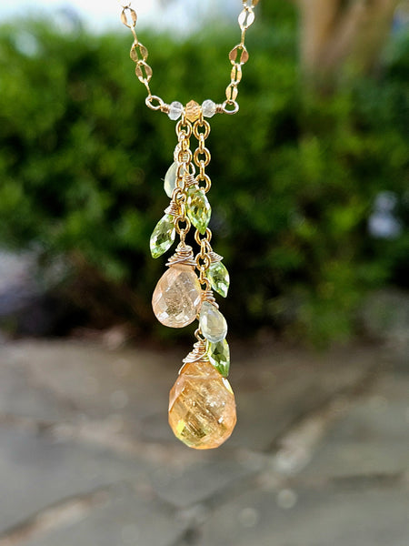 One of a Kind Imperial Topaz, Peridot & Prehnite Necklace & Earrings Set