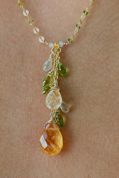 One of a Kind Imperial Topaz, Peridot & Prehnite Necklace & Earrings Set