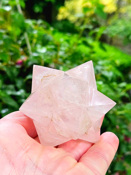 One of a Kind Rose Quartz Sacred Geometry Star
