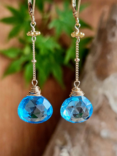 GF) Swiss Blue Topaz Earrings