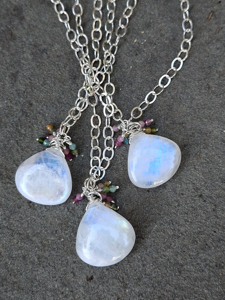 Rainbow Moonstone & Tourmaline Necklace  NWH5126