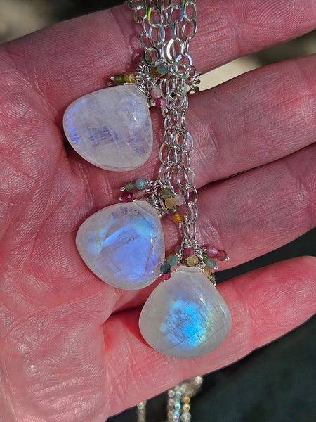 Rainbow Moonstone & Tourmaline Necklace  NWH5126