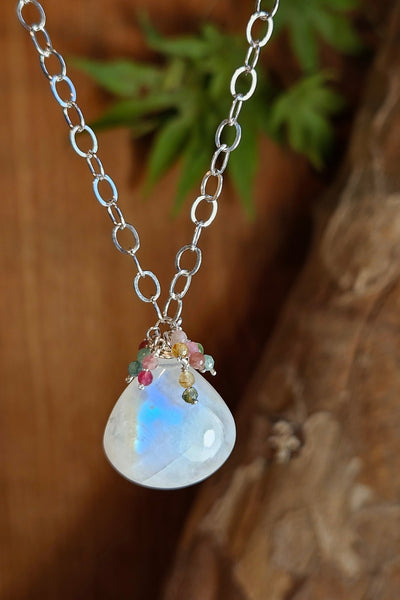 Rainbow Moonstone & Tourmaline Necklace  NWH5126