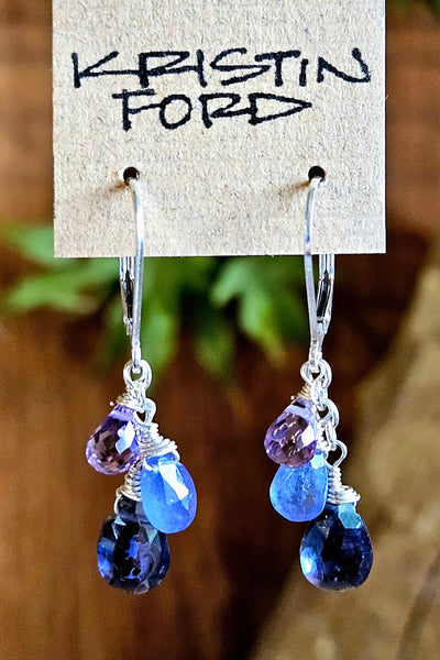Iolite, Tanzanite & Amethyst Earrings  EBL6626