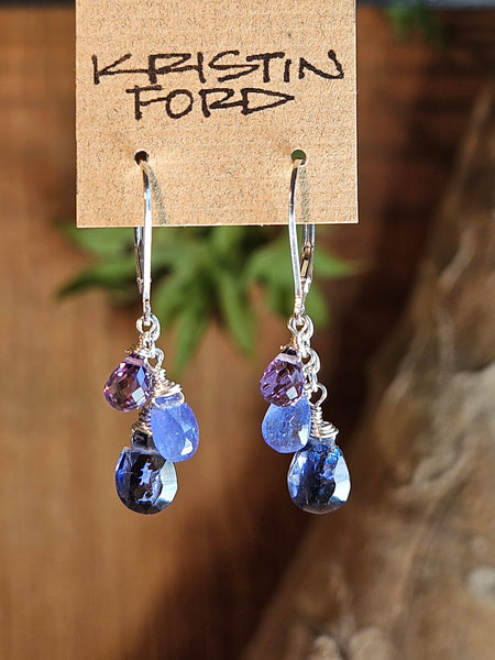 Iolite, Tanzanite & Amethyst Earrings  EBL6626