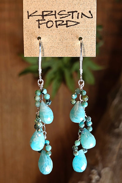Amazonite & Turquoise Cascading Earrings  EBL7426