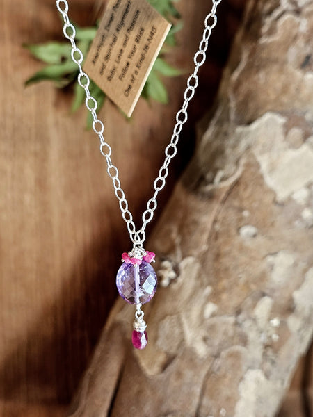 One of a Kind Amethyst & Ruby Necklace