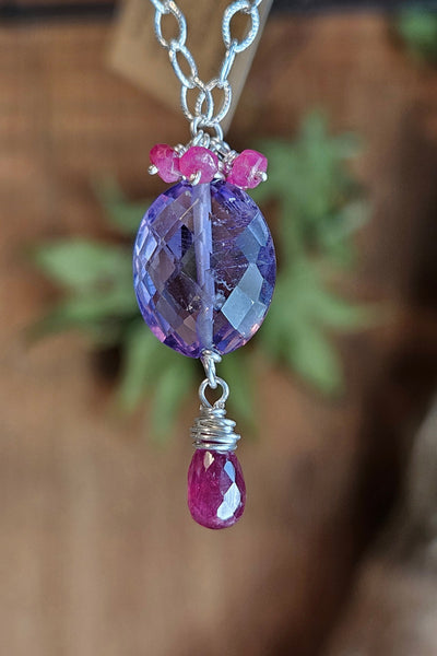 One of a Kind Amethyst & Ruby Necklace