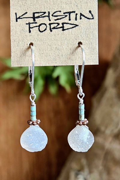 Druzy Agate, Turquoise & Copper Earrings EWH5326