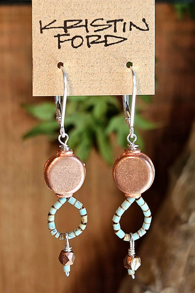 Turquoise & Copper Earrings   EWH5226