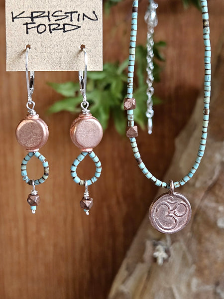 Turquoise & Copper Earrings   EWH5226