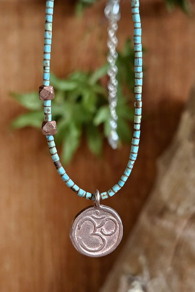 Copper Om & Turquoise Necklace  NWH5226