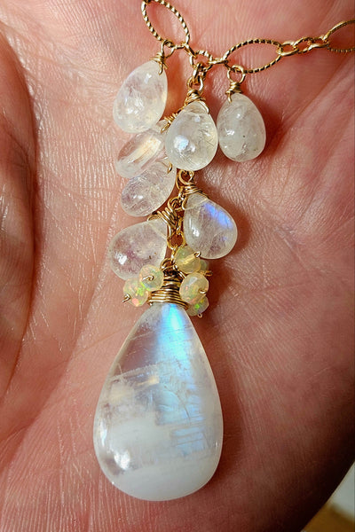 One of a Kind GF) Rainbow Moonstone & Ethiopian Opal Necklace