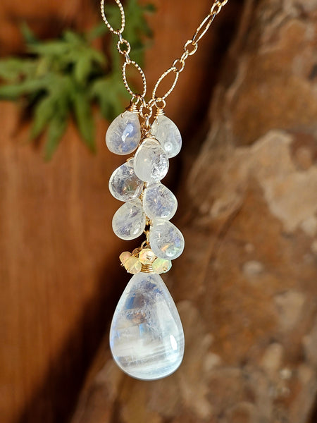 One of a Kind GF) Rainbow Moonstone & Ethiopian Opal Necklace