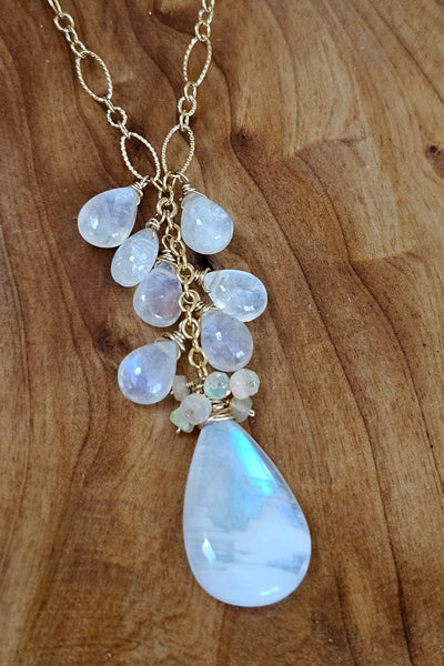 One of a Kind GF) Rainbow Moonstone & Ethiopian Opal Necklace