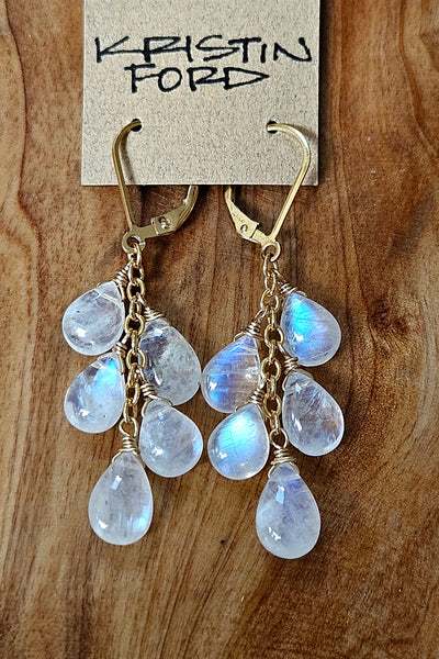 One of a Kind GF) Mexican Opal & Rainbow Moonstone Necklace (With Matching Earring Option)