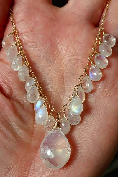 One of a Kind GF) Mexican Opal & Rainbow Moonstone Necklace (With Matching Earring Option)