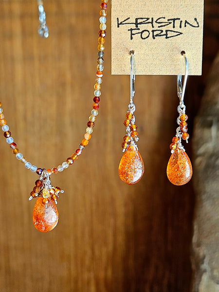 Sunstone, Carnelian & Hessonite Necklace - NRD3926