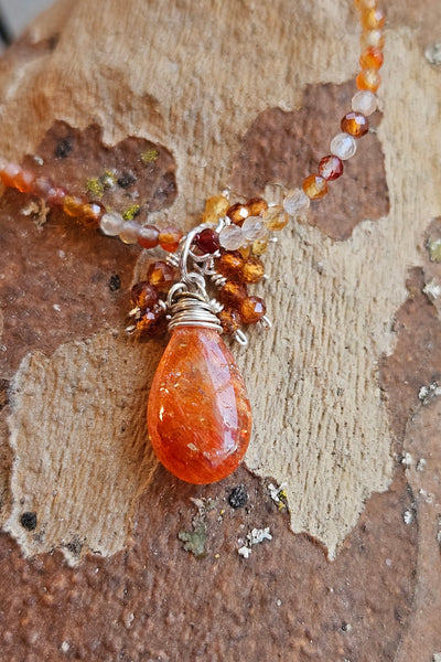 Sunstone, Carnelian & Hessonite Necklace - NRD3926