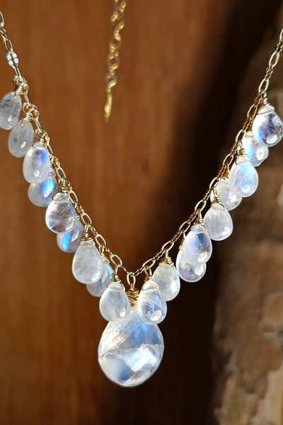 One of a Kind GF) Mexican Opal & Rainbow Moonstone Necklace (With Matching Earring Option)