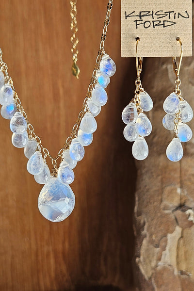 One of a Kind GF) Mexican Opal & Rainbow Moonstone Necklace (With Matching Earring Option)
