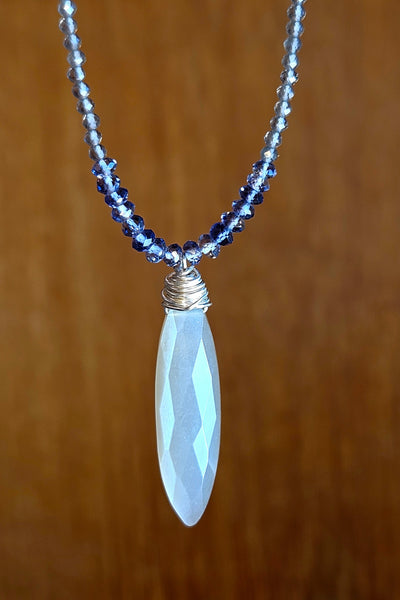 Silver Moonstone & Iolite Necklace  NBK0326