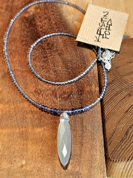 Silver Moonstone & Iolite Necklace  NBK0326