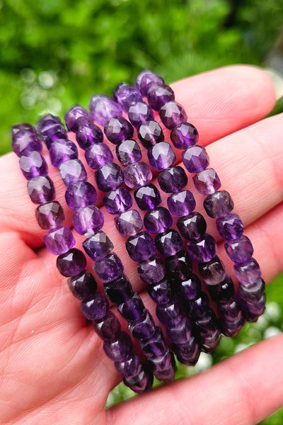 Faceted Amethyst Stretchy Bracelet