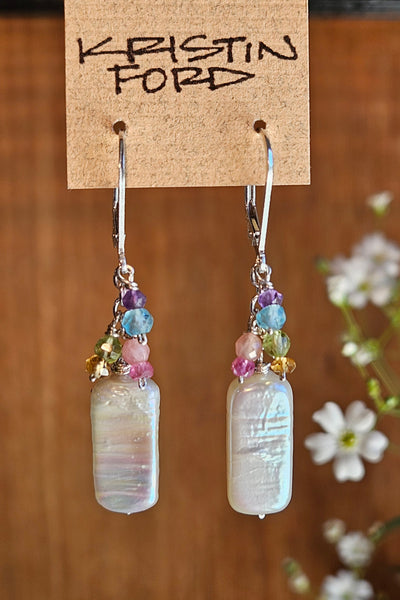 Pearl & Rainbow Cluster Earrings  EWH5526