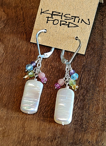 Pearl & Rainbow Cluster Earrings  EWH5526