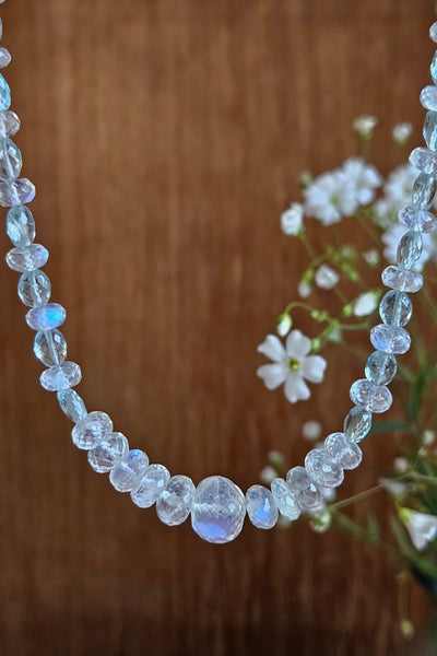 One of a Kind Rainbow Moonstone & Aquamarine Necklace