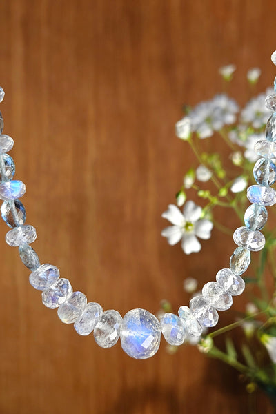 One of a Kind Rainbow Moonstone & Aquamarine Necklace