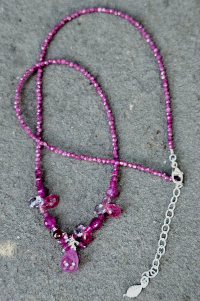 Ruby, Pink Tourmaline & Pink Amethyst Necklace  NRD4526
