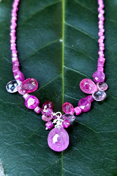 Ruby, Pink Tourmaline & Pink Amethyst Necklace  NRD4526