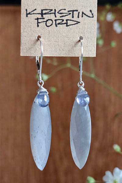 Silver Moonstone & Iolite Earrings EBK0326