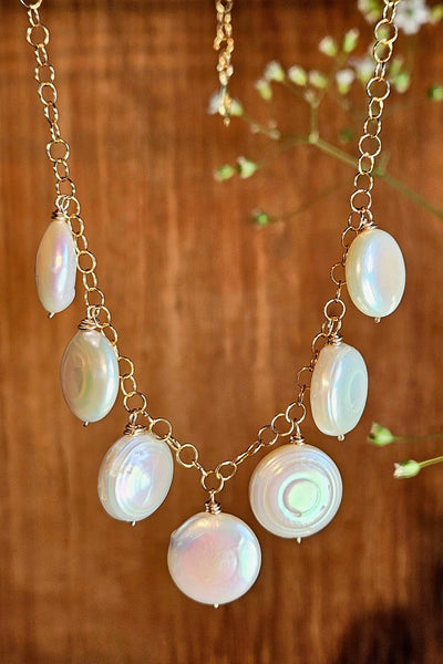 GF) One of a Kind Coin Pearl Necklace & Earrings