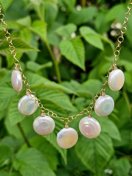 GF) One of a Kind Coin Pearl Necklace & Earrings