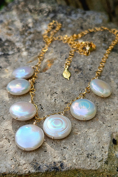 GF) One of a Kind Coin Pearl Necklace & Earrings