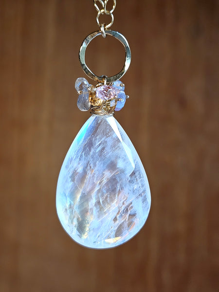 GF) One of a Kind Rainbow Moonstone & Pastel Sapphire Necklace